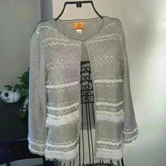 Ruby Rd. Sweaters - Vintage Ruby Rd. Open Front 3/4 Sleeve Brown Sweater Top Size S